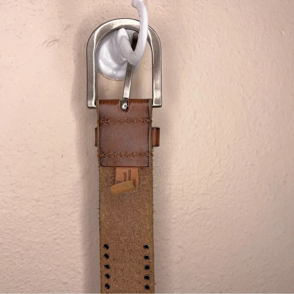 Vintage Medium Mens Fit Tan Brown Leather Studded Belt Y2K Western Biker